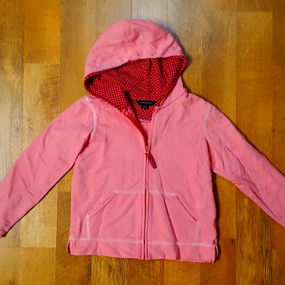 Lands End Girls Zip Up Pink Lightweight Jacket Size 7-8